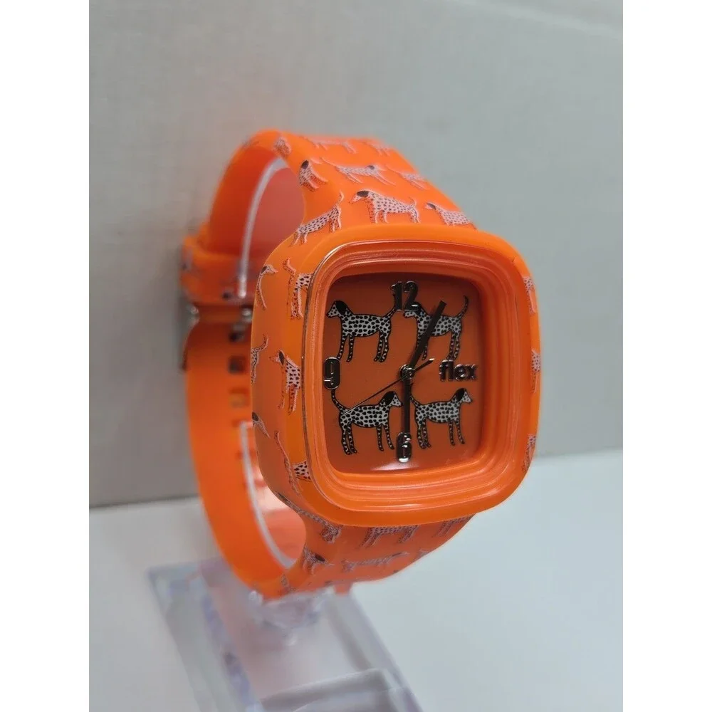 Flex Animal Rescue 2 Dog Dayz Orange Dalmatian Silicone Quartz Watch New Battery